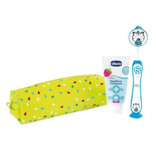 CHICCO Fogkefe és fogkrém szett tokban - Tigris, 3év+