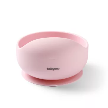 BABYONO Szilikon tálka tapadókoronggal - pink 6h+