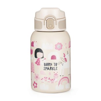   PETITE&MARS Rozsdamentes termosz palack szívószállal 350 ml Twinkling Fairy 12m+