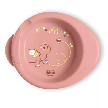   CHICCO Csúszásmentes tányér, amely melegen tartja az ételt, rózsaszín 6 hónapos kortól