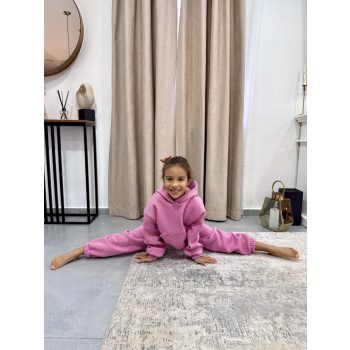   Rózsaszín kapucnis anya - gyerek unisex melegítő szett / Gyerek - akár névre szóló hímzéssel