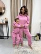 Rózsaszín kapucnis anya - gyerek unisex melegítő szett / Gyerek - akár névre szóló hímzéssel