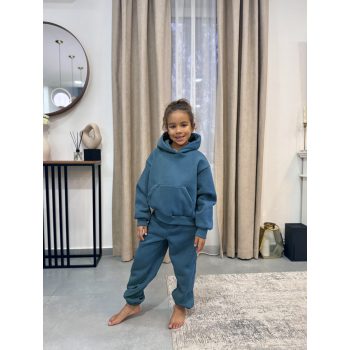   Kék kapucnis anya - gyerek unisex melegítő szett / Gyerek - akár névre szóló hímzéssel