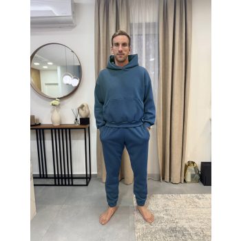   Kék kapucnis apa - gyerek unisex melegítő szett / FÉRFI - akár névre szóló hímzéssel