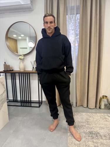 Fekete kapucnis apa - gyerek unisex melegítő szett / FÉRFI - akár névre szóló hímzéssel