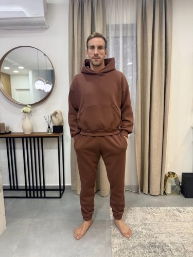 Csoki barna kapucnis apa - gyerek unisex melegítő szett / FÉRFI - akár névre szóló hímzéssel