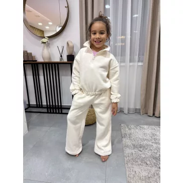   Magas nyakú anya - gyerek unisex melegítő szett / Gyerek - Krém
