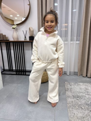 Magas nyakú anya - gyerek unisex melegítő szett / Gyerek - Krém