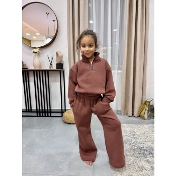   Magas nyakú anya - gyerek unisex melegítő szett / Gyerek - Csokoládé