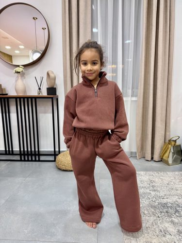 Magas nyakú anya - gyerek unisex melegítő szett / Gyerek - Csokoládé