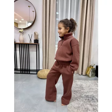   Magas nyakú anya - gyerek unisex melegítő szett / Gyerek - Csokoládé