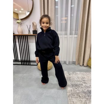   Magas nyakú anya - gyerek unisex melegítő szett / Gyerek - Fekete