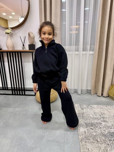 Magas nyakú anya - gyerek unisex melegítő szett / Gyerek - Fekete