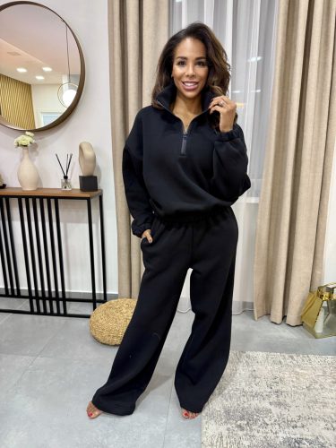 Magas nyakú anya - gyerek unisex melegítő szett / Felnőtt - Fekete