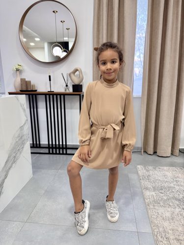  A vonalú megkötős ruha GYEREK - Bézs