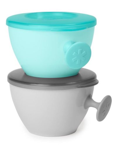 SKIP HOP Tányérok fedővel és Easy Grab fogantyúval Grey,Teal 2 x 240 ml, 3m+