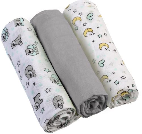 BABYONO Muszlin pelenka - Super soft 3 db -szürke