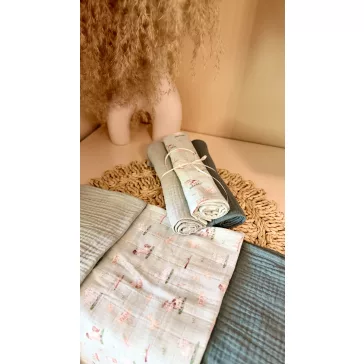   Naras Kids 3 db-os  textilpelenka csomag - Zöld - menta - farmos - akár névre szóló hímzéssel 