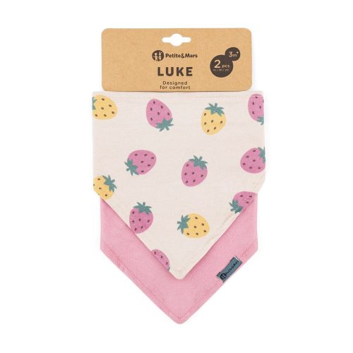 PETITE&MARS Bryndák bandana Luke 2 db Bézs Eper&Dusty Rose 3m+