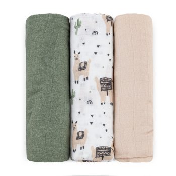   PETITE&MARS Bambusz muszlin pelenka szett 3 db Moussy Llama Vibes 68 x 68 cm