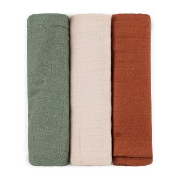   PETITE&MARS Bambusz muszlin pelenka szett 3 db Moussy Earth Tones 68 x 68 cm