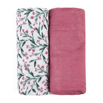   PETITE&MARS Bambusz muszlin takaró 2 db Misty Pink Meadow 120 x 120 cm