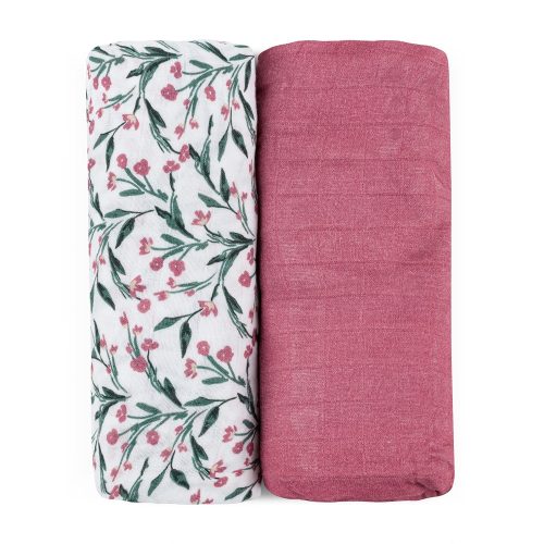 PETITE&MARS Bambusz muszlin takaró 2 db Misty Pink Meadow 120 x 120 cm