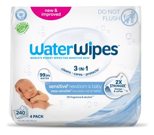 4x WATERWIPES Nedves törlőkendők, műanyagmentes 60 db ( 240 db )