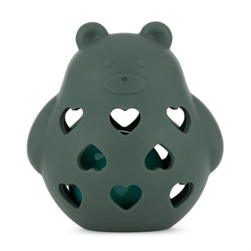 PETITE&MARS Szilikon játék csörgővel Bear Basil Misty Green 0m+