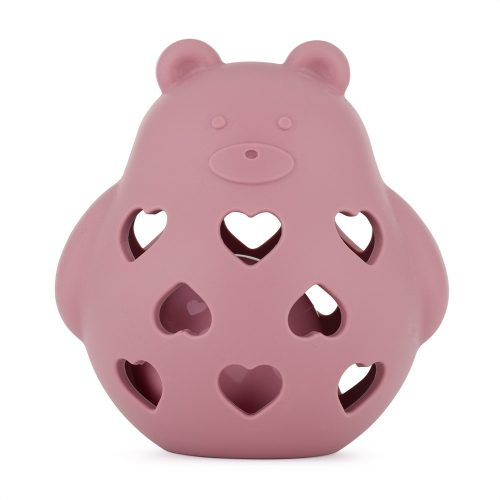PETITE&MARS Szilikon játék csörgővel Bear Basil Dusty Rose 0m+