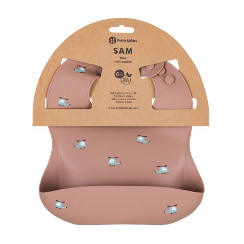 PETITE&MARS Szilikon előke Take&Match Kék Helikopterek 6m+