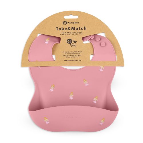 PETITE&MARS Szilikon előke Take&Match Rose Princesses 6m+