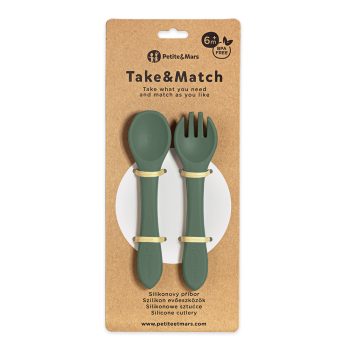   PETITE&MARS Szilikon evőeszközök Take&Match Misty Green 6m+