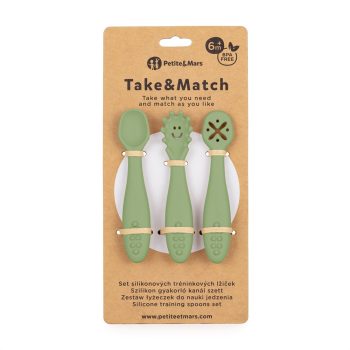   PETITE&MARS Szett 3 db szilikon edzőkanál Take&Match Sweet Pea 6m+
