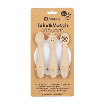   PETITE&MARS Szilikon gyakorló kanál szett 3 db Take&Match Desert Sand 6m+