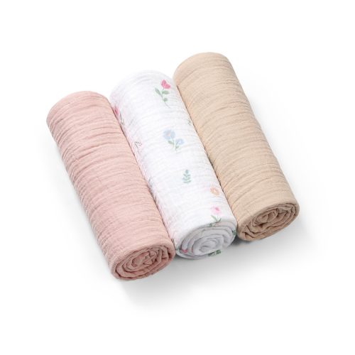 BABYONO Muszlin pelenkák Super Soft 3 db, Rózsaszín 70 x 70 cm
