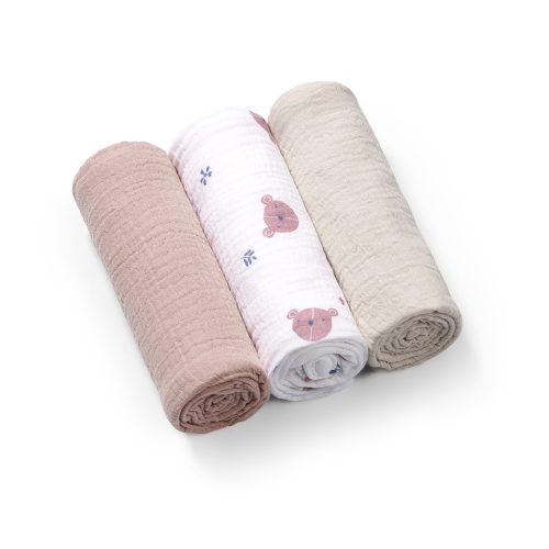 BABYONO Muszlin pelenkák Super Soft 3 db, Szürke 70 x 70 cm