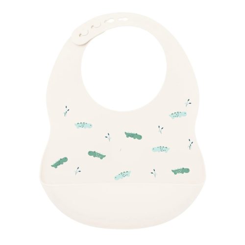 NATTOU szilikonos előke csattal, BPA-mentes, fehér