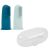 NATTOU Szilikon újrahúzható fogkefe tokkal Petrol blue/Aqua blue 2 db