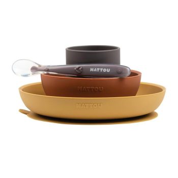  NATTOU Szilikon étkészlet 4 db-os barna -terrakotta BPA mentes