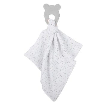   NATTOU Szilikon  BPA mentes rágóka pamut takaróval 28 x 28 cm grey