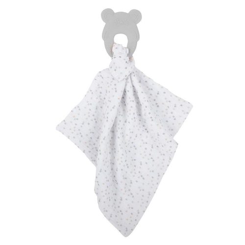 NATTOU Szilikon  BPA mentes rágóka pamut takaróval 28 x 28 cm grey