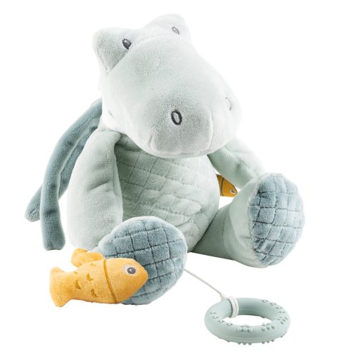 NATTOU Krokodil plüss zenélő Romeo rágókával szilikon 30 cm Romeo, Jules & Sally