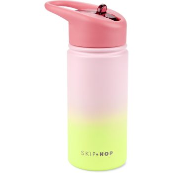   SKIP HOP Rozsdamentes acél szívószálas palack - ombré rózsaszín, 450ml
