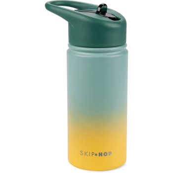   SKIP HOP Rozsdamentes acél szívószálas palack - ombré zöld, 450ml