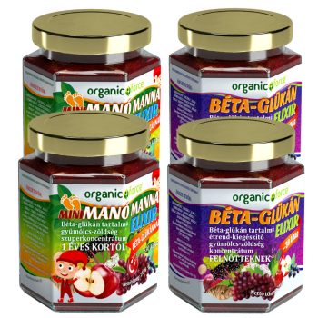   Családi Mini Manó 4-es csomag: 2 üveg Mini Manó Manna Elixír + 2 üveg Béta-Glükán Elixír