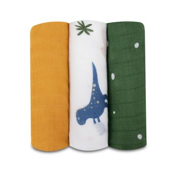 LIONELO Bambusz pelenkák Bamboo Set Dino, 3 db