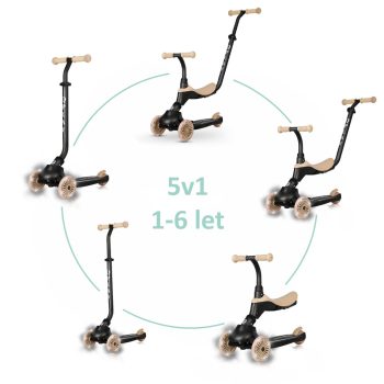   QPLAY Roller / futóbicikli Sema Evo LED fényekkel Khaki, életkor 1 - 6 év, legfeljebb 50 kg