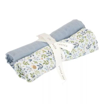   Little Dutch muszlin textilpelenka 70x70 cm - 2 db Forest Adventure & Denim Blue