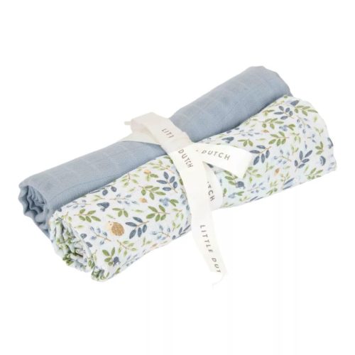 Little Dutch muszlin textilpelenka 70x70 cm - 2 db Forest Adventure & Denim Blue